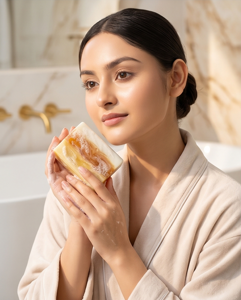 BioCare Handmade Milk & Honey Glowing Beauty Soap Bar 100 gm - Image 2